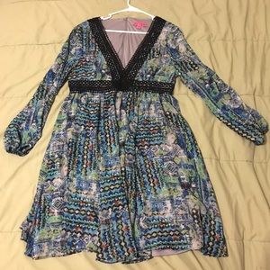 Betsey Johnson blue/green knee length dress